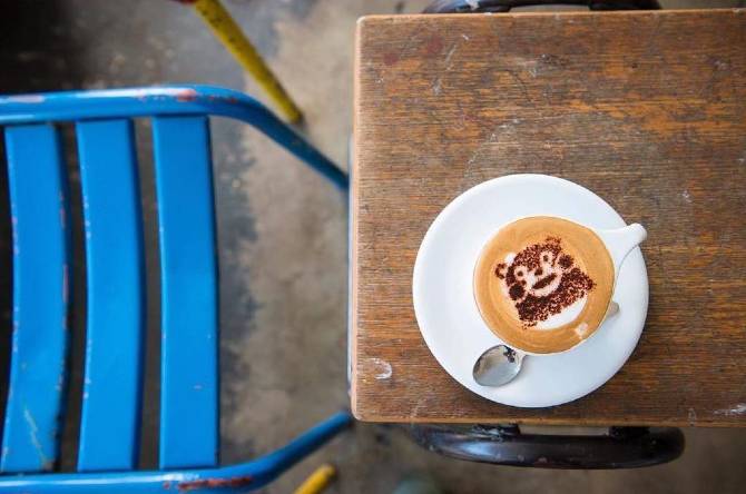 Latte art in a cafe
