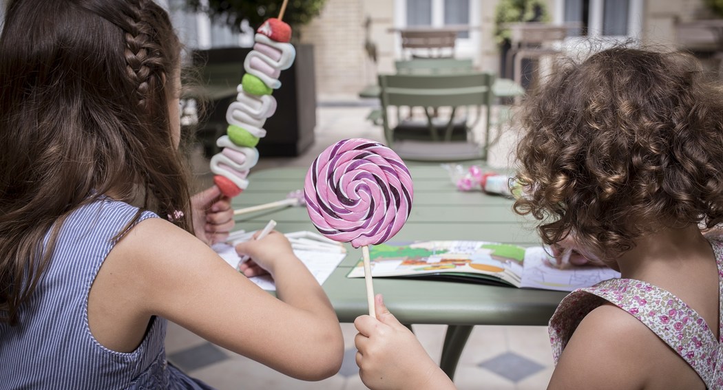 2 Baby girls playing at Family Friendly Hotel in Paris, France