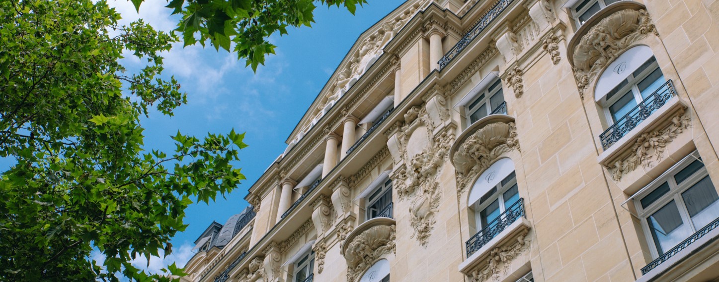 Facade of Fraser Suites Le Claridge, Champs-Élysées serviced hotel apartments in central Paris