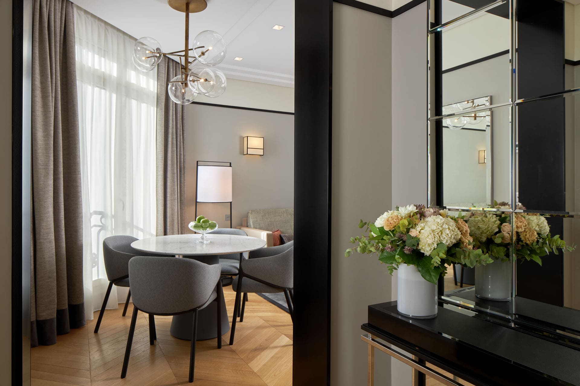 Large Living room at hotel apartment for long term stay in Paris