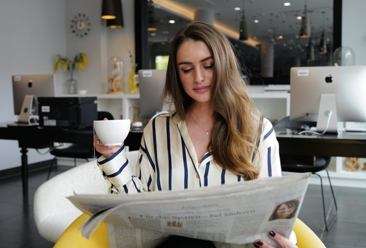 Business women relax in coworking space at Capri by Fraser hotel in Frankfurt centre