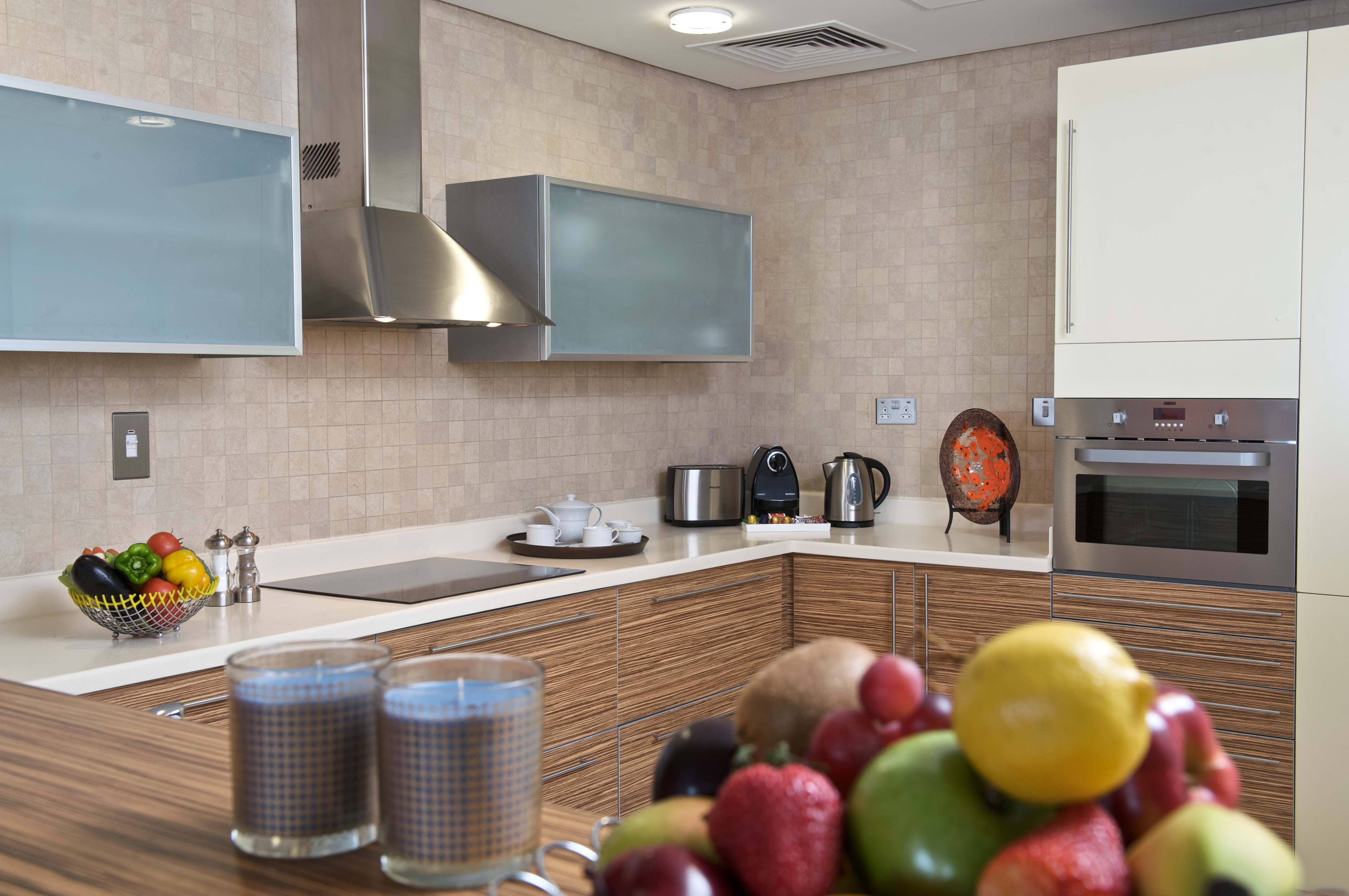 Kitchen of Family Suites of Fraser Suites Doha, fully furnished apartment room for rent in Qatar