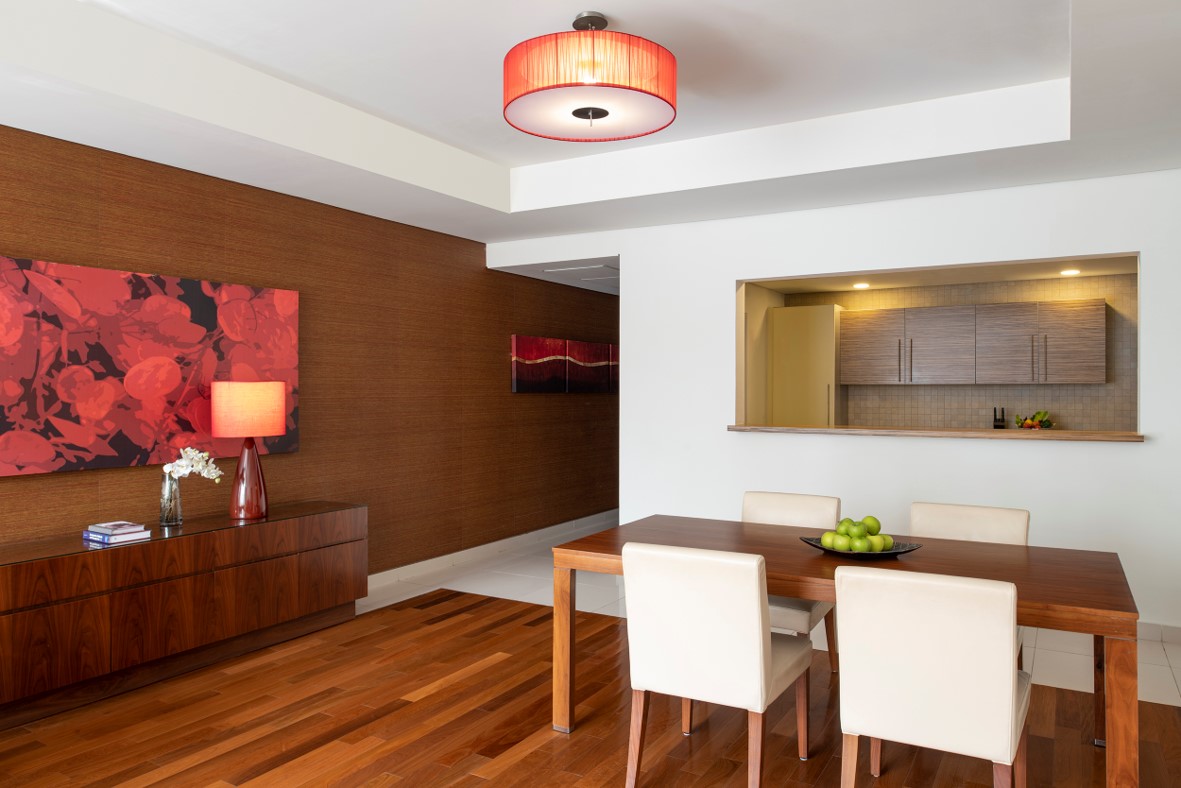 Dining space of One Bedroom Deluxe at Fraser Suites Doha serviced apartments, furnished apartments for rent in Doha