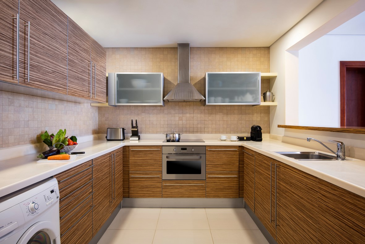 Kitchen of One Bedroom Deluxe at Fraser Suites Doha serviced apartments, furnished apartments for rent in Doha