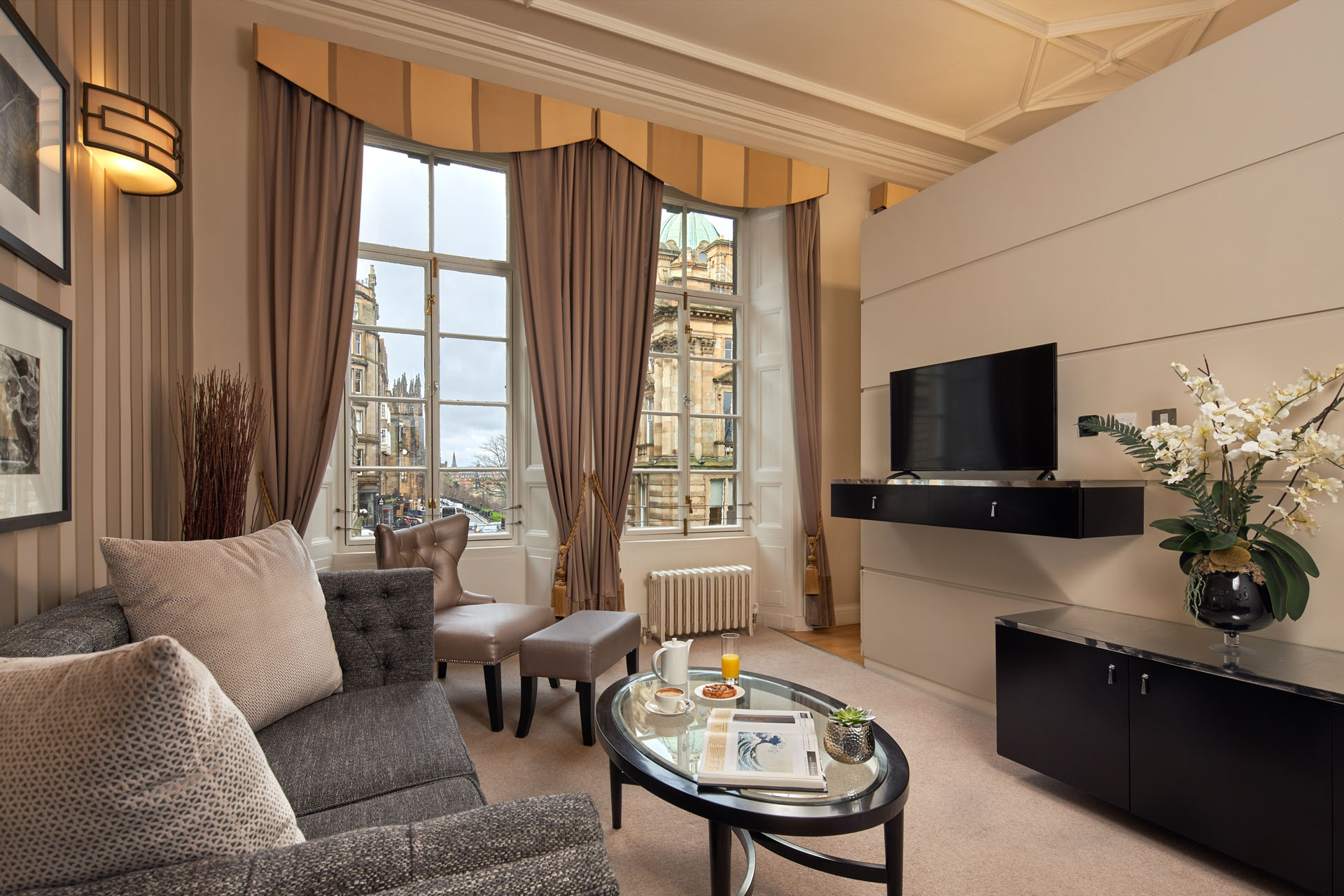 Living area of Courant Suite in Edinburgh hotel