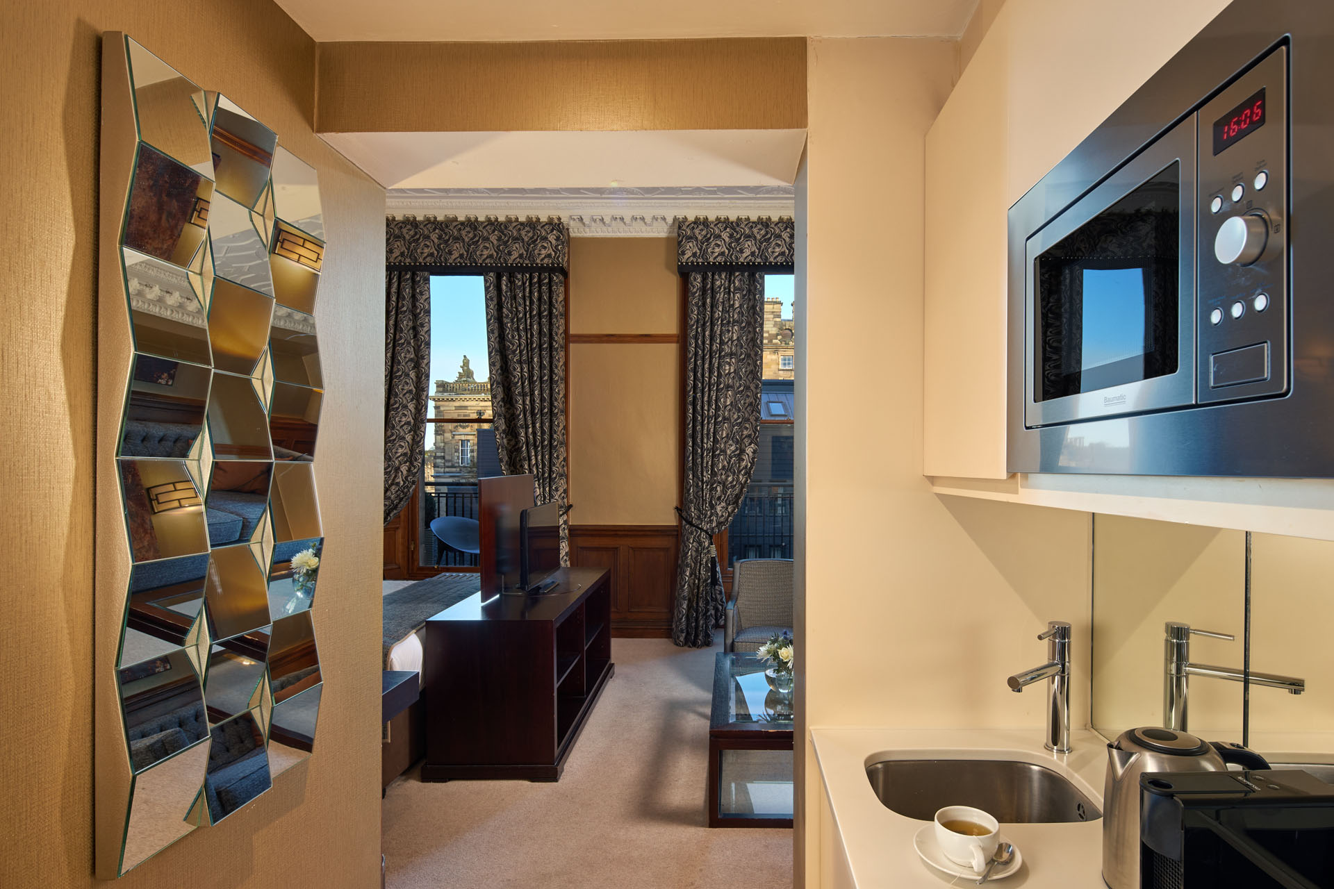Kitchenette of Observatory Suite in Edinburgh hotel