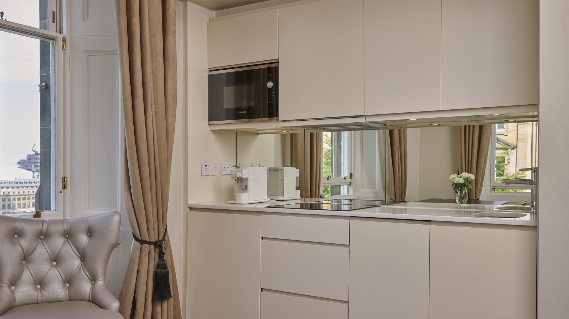 Kitchenette at One Bedroom Deluxe Apartment in Edinburgh at Fraser Suites