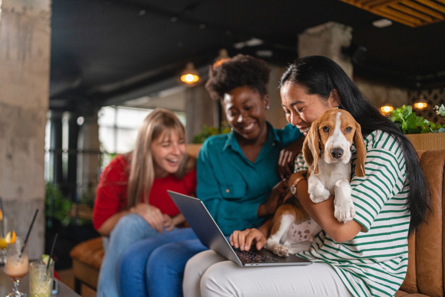 Friends travelling with pet on a dog friendly holidays in Glasgow, Scotland