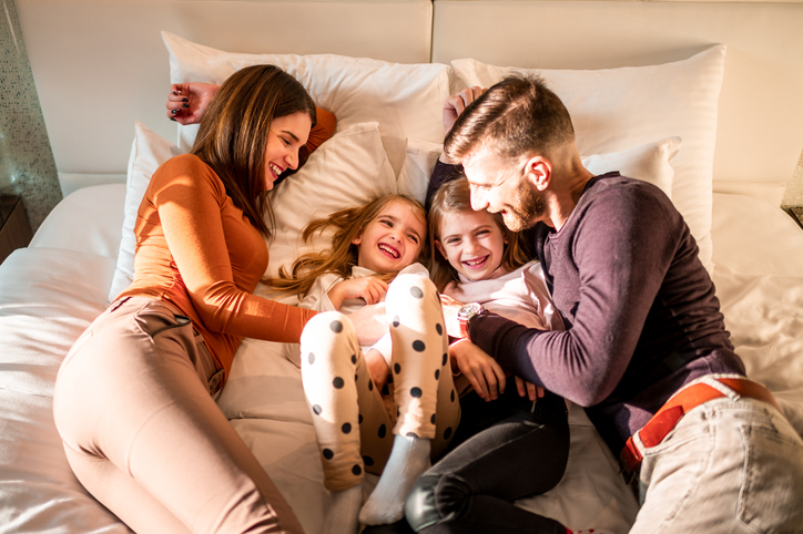 Family of four staying at Fraser Suites Edinburgh family friendly hotel apartments