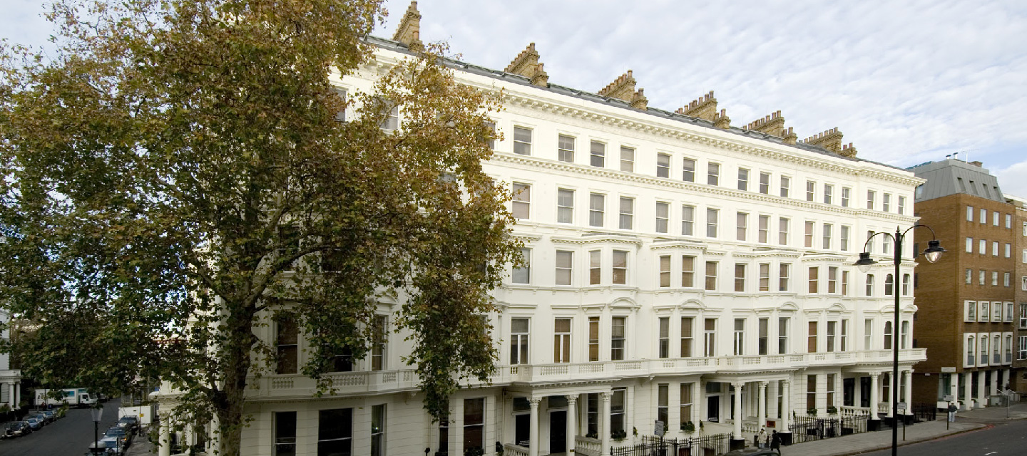 Facade of Fraser Suites Queens Gate, short stay apartment hotel in London