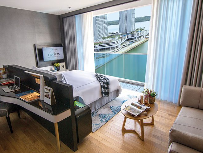 A studio premier room at Fraser Place Puteri Harbour. Contemporary serviced apartments in Johor Bahru, Malaysia. 