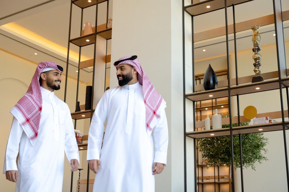 Two businessman explore culture of Bahrain