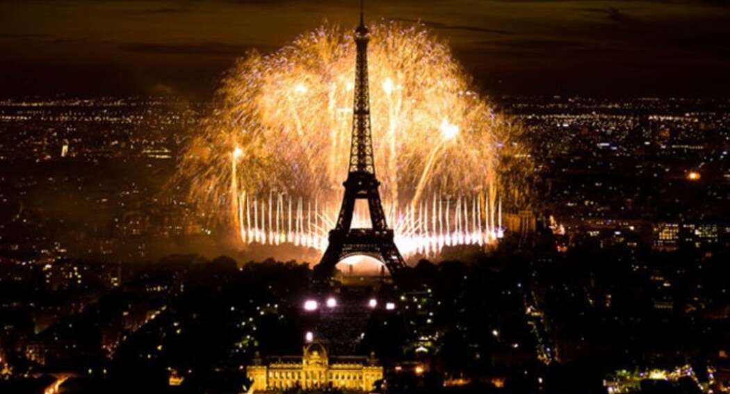 New Year's Eve at Eiffel Tower in Paris in winter