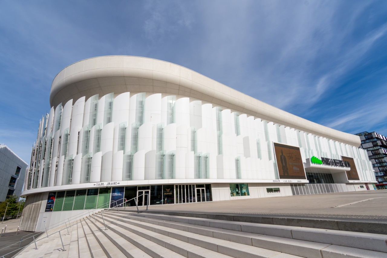 A quiet street with restaurants in the bohemian Marais district of Paris