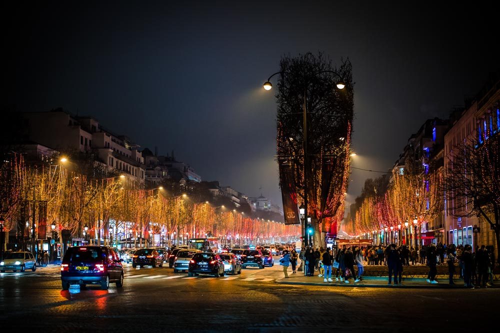 Christmas ligh on Avenue des Champs-Elysées in Paris