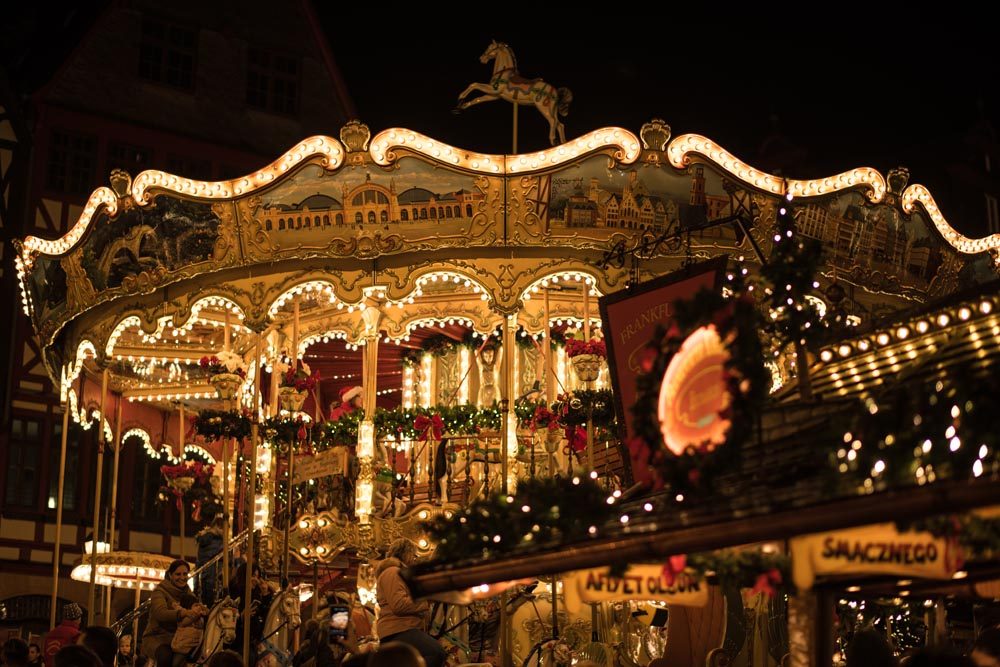 Carousel at Christmas market in Hamburg
