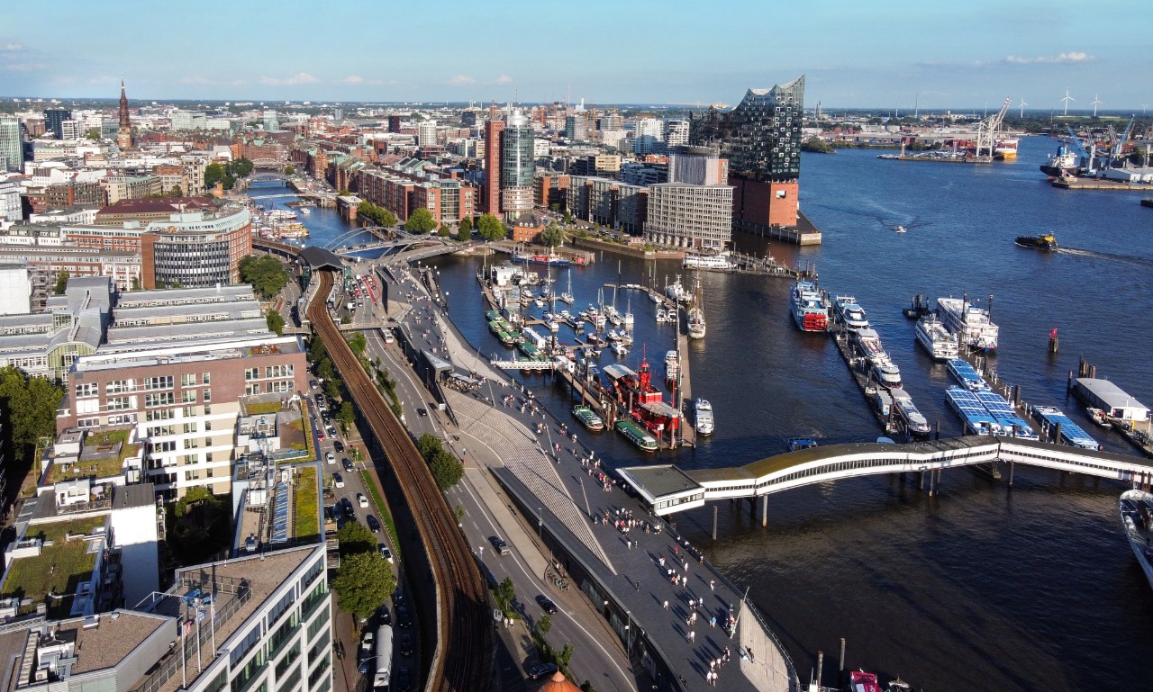Arial view on Niderhafen in Hamburg