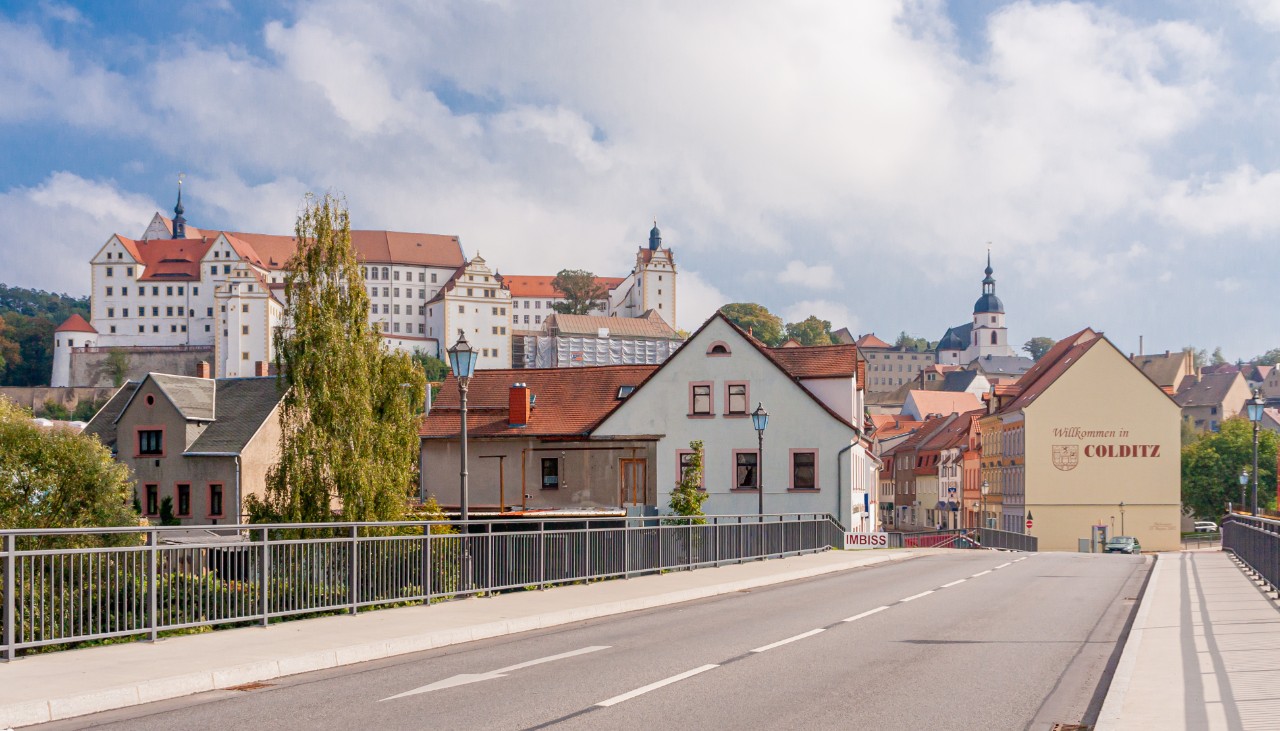 City view of Colditz, a city on the river Mulde in Saxony
