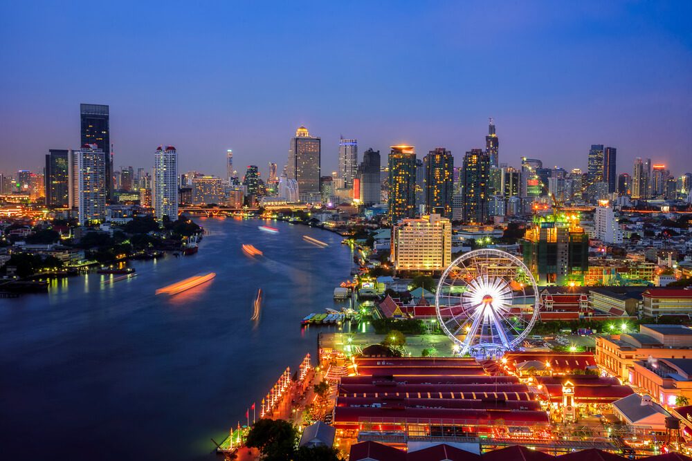 View of Bangkok’s cityscape at night