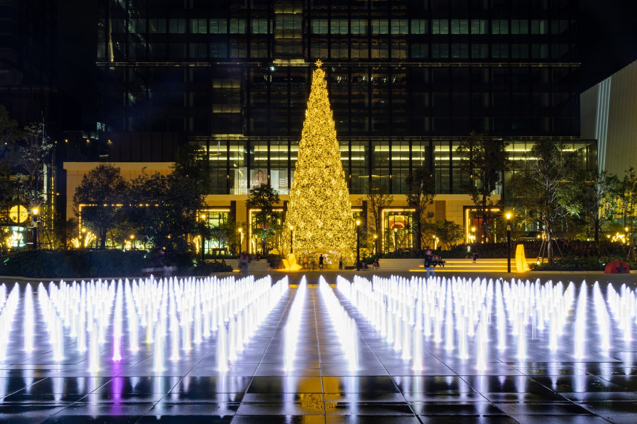 Christmas decorations and lights adorn Bangkok during the festive holiday season