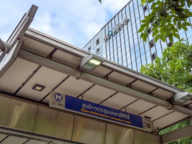The entrance of QSNCC station in Bangkok