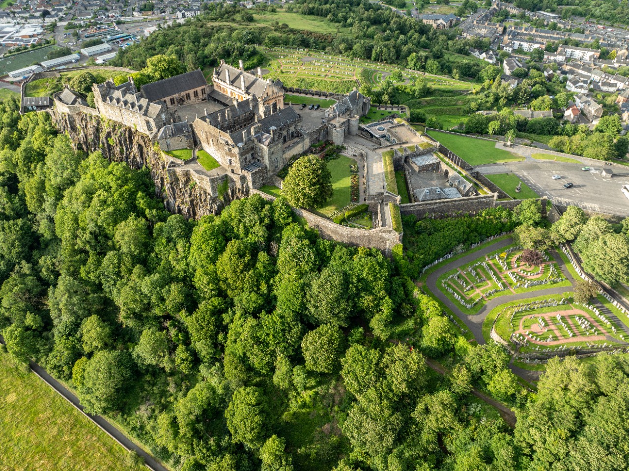 Aerial view of Stirling Castle, located in Stirling