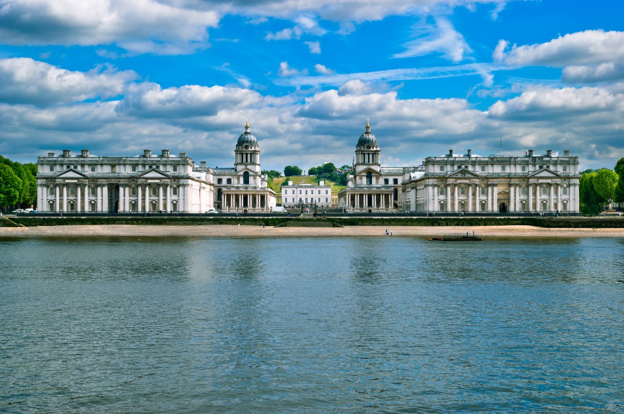 Royal Naval College at Greenwich with a view from the River Thames