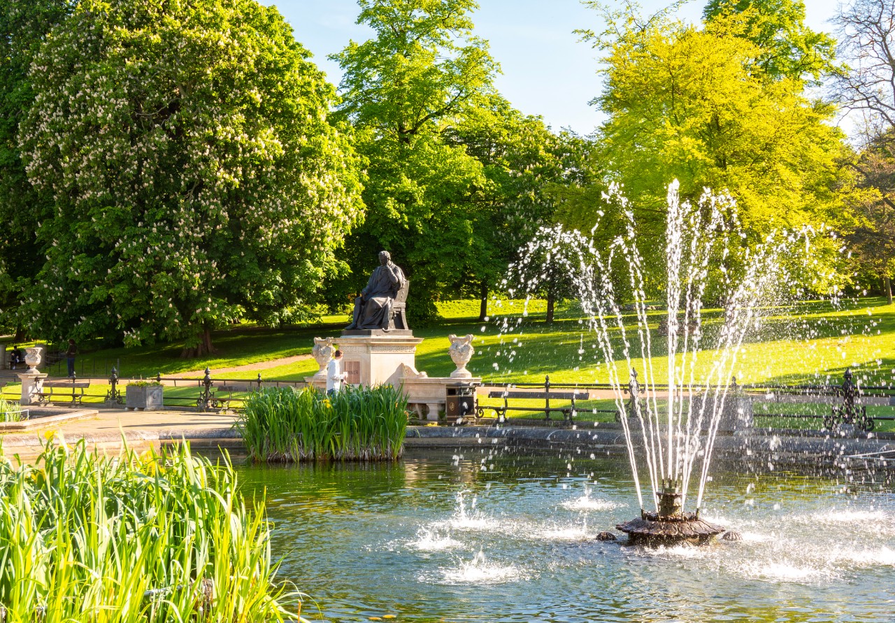 Landscape of Italian gardens in Hyde park, London, UK