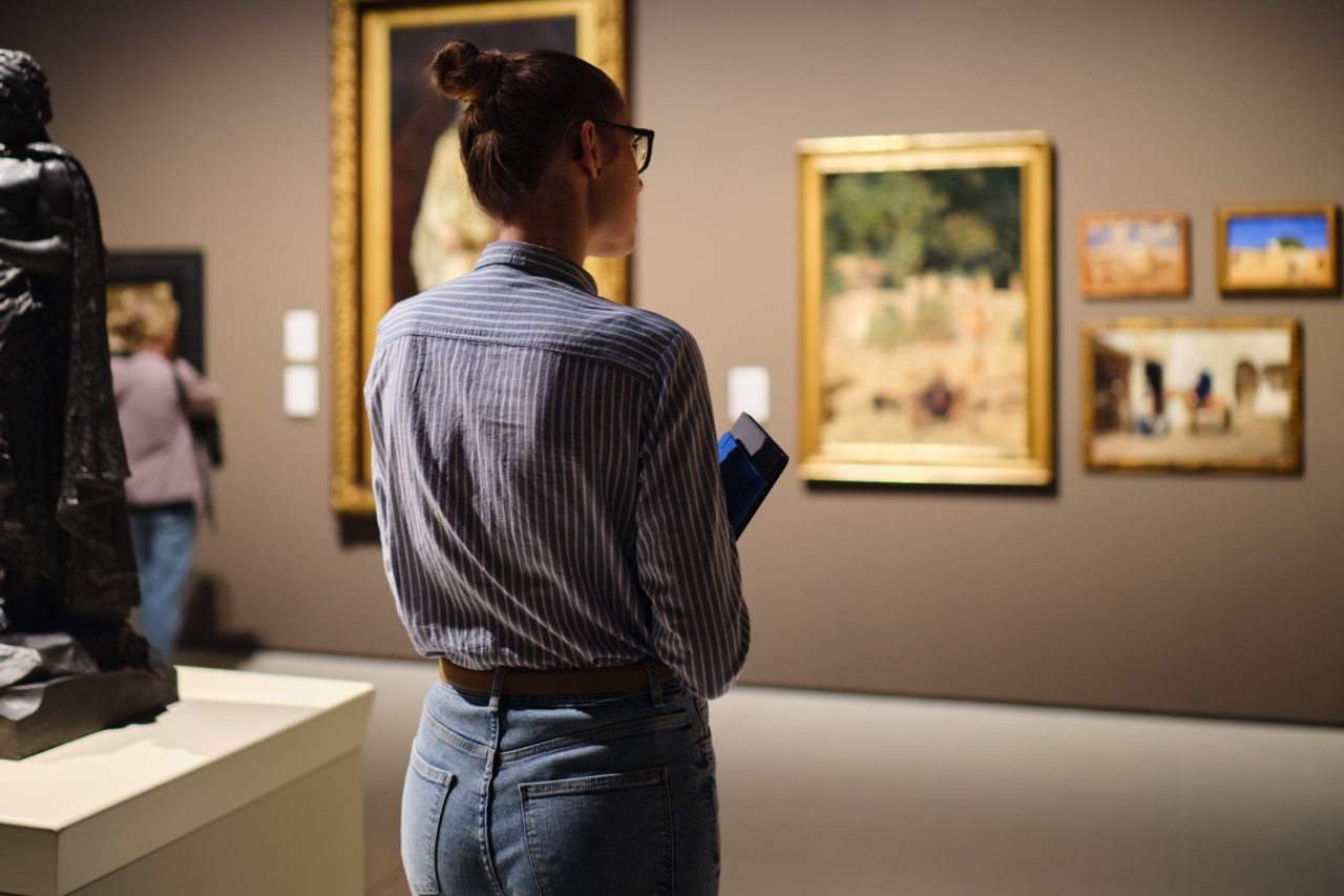 Woman Visiting Art Gallery Lifestyle Concept