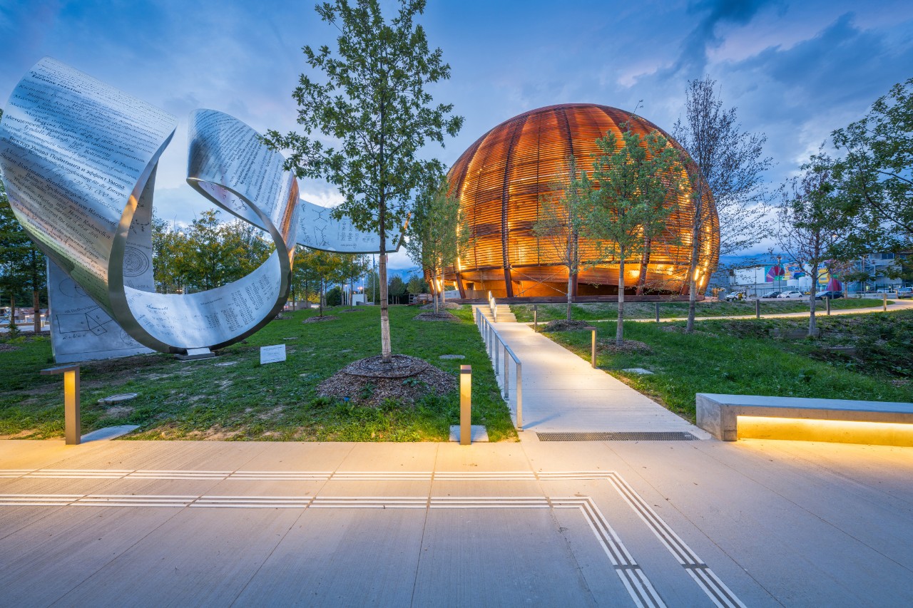 Cern Visitor Center at blue hour